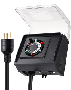 SURAIELEC Mechanical Pool Timer for Above Ground Pools, NEMA L5-20R Twist-Lock Plug-in Pool Timer, 20A 125V 1HP, Up to 3 Daily Settings, Weatherproof Cover, for Pumps, Heaters, Fountains and Lighting