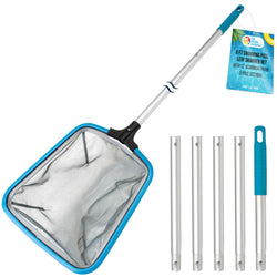U.S. Pool Supply Swimming Pool 6-Foot Long Leaf Skimmer Net with 13" Aluminum Frame & Pole Sections - 5" Deep Ultra Fine Mesh Netting Bag Basket for Fast Cleaning of the Finest Debris, Clean Spas Pond