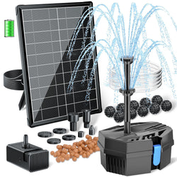POPOSOAP Solar Fountain Pump with Pond Filter Kit Built-in 3000mAh Battery Backup, 8W Solar Water Fountain Pump, Pond Filters for Outdoor Ponds Bird Baths DIY Water Feature