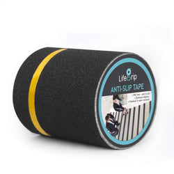 LifeGrip Anti Slip Traction Tape with Reflective Stripe, 6 Inch x 33 Foot, Best Grip Tape Grit Non Slip, Outdoor Non Skid Treads, High Traction Friction Abrasive Adhesive for Stairs Step (6" X33')