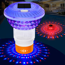 Solar Chlorine Floater with Colorful Light Show, Button Control Pool Chlorines Floaters, Chlorine Floater with Adjustable Release, Easy Opening Floating chlorines Dispenser for Pool, Hot Tub,Orange