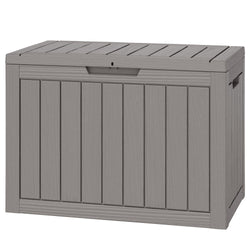 NUNU LAB Outdoor Storage Box, 45 Gallon Outside Deck Box Waterproof, Resin Outdoor Storage Cabinet With Lockable Lid, Backyard Storage Bench For Garden Tools, Patio Cushions, Pool Tools, Gray