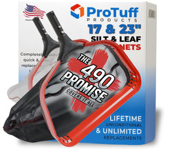 ProTuff PRO Ultimate Silt & Leaf Rake Bundle - 490 Promise Unlimited & Unconditional Replacements - 2-Items: 23" Medium & 17" Fine Mesh Pool Cleaner for Sand, Silt, Pollen, Leaves & Twigs