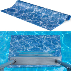 Drydiet 36" x 36" Above Ground Pool Ladder Mat, Swimming Protective Nonslip Step Pad with Texture, Pool Essentials Accessories for Floor Liners and Stairs, Sea Pattern