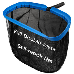 TidyMister Upgraded Full Double Layer Pool Net Rake,17.5'' - Outer Heavy Duty Self-Repair Net & Inner Fine Mesh Net for Particle Debris, Above Ground & In-ground Swimming Pools, No Poles