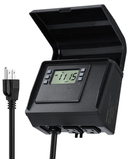 SURAIELEC Digital Pool Timer for Above Ground Pools, NEMA 5-15R Plug-in Timer with Dual Outlets, 15A 125V 1HP, Programmable 7-Day Schedule, Weatherproof Cover, for Pool Pumps, Lights and Salt Systems