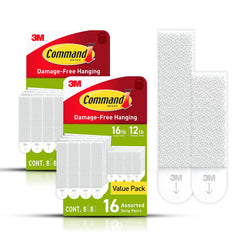 Command Medium and Large Picture Hanging Strips, Damage Free Hanging Picture Hangers, No Tools Wall Hanging Strips for Living Spaces, White, 16 Medium Pairs and 16 Large Pairs (64 Total)