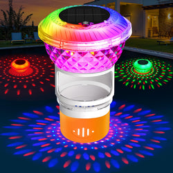 Chsuiwe Pool Chlorine Floater with Marquee Light,Color-Changing Chlorine Floater with Button Control,Floating chlorines Dispenser for Pool,Adjustable Release Solar chlorines floater for Hot Tub,Orange