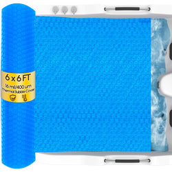 Angooni 6x6FT Hot Tub Thermal Blanket - 16 Mil Bubble Cover, Thermal Solar Blanket for Insulating Square Inflatable Hot Tub Spas, Hot Tub Pools(183x183cm)