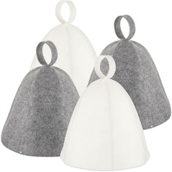 JaGely Sauna Hat for Men Women Wool Sauna Hat Vaporarium Cap Russian Banya Cap for Bath House Accessories(Gray, White,4 Pieces)