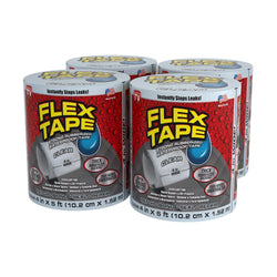 Flex Tape, Original Thick Flexible Rubberized Waterproof Tape - Seal and Patch Leaks, Works Underwater, Indoor Outdoor - Home RV Roof Plumbing and Pool Repairs, Clear, 4 in x 5 ft, Case of 4