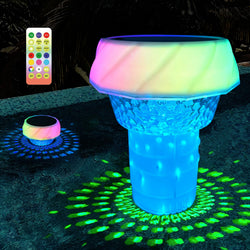 2025 Upgrade Solar Pool Chlorine Floater, Swimming Pool Chlorine Tablet Floater with Colorful Light, Floating Chlorine Dispenser for Pool Fits 4×3inch Tablets, Adjustable Flow Pool Tablet Holder