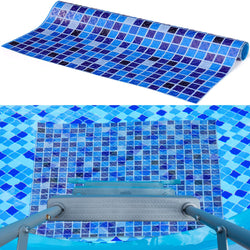 Drydiet 36" X 36" Above Ground Pool Ladder Mat, Swimming Protective Nonslip Step Pad with Texture, Pool Essentials Accessories for Floor Liners and Stairs, Blue Square Pattern