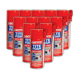Loctite Tite Foam Gaps & Cracks Spray Foam Sealant, 12 fl oz Can, 12 Pack - Polyurethane Expands for Insulation