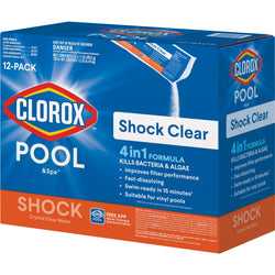 Clorox® Pool&Spa™ Shock Clear, for Crystal Clear Swimming Pool Water, Swim-ready in 15 minutes, Suitable for vinyl pools (12-Pack)