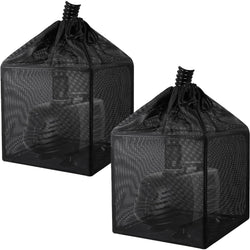 Hecaty Pond Filter Bag, Pump Barrier Bag, Anti-Clogging Cube Filter Box, Black Media Bag Pump Mesh Bag for Outdoor Water Fish Ponds (10"x 2 pack)
