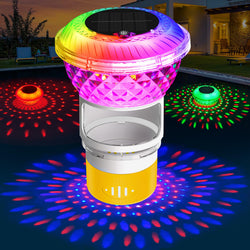 Chsuiwe Pool Chlorine Floater with Marquee Light,Color-Changing Chlorine Floater with Button Control,Floating chlorines Dispenser for Pool,Adjustable Release Solar chlorine floaters for Hot Tub,Yellow