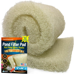 Aquatic Experts Cream COARSE Pond Filter Pad - 2 inch Thick - Bulk Roll Water Garden Filter Pond Media - Made in USA, (12" x 36")