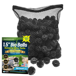 Aquatic Experts Bio Balls Filter Media Bulk, 1.5 Inch Large Bio Balls for Pond & Aquarium Filters, Pond Filter Media for Outdoor Ponds, (100 Count with 10" x 12" Mesh Bag, 1.5 Inch)