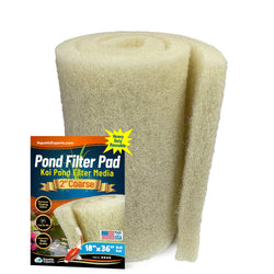 Aquatic Experts Cream COARSE Pond Filter Pad - 2 inch Thick - Bulk Roll Water Garden Filter Pond Media - Made in USA, (18 inch by 36 inch)
