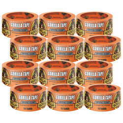 Gorilla Crystal Clear Tape, 1.88” x 18 yd (Pack of 12) - Weather Resistant for Indoor or Outdoor Projects and Repairs