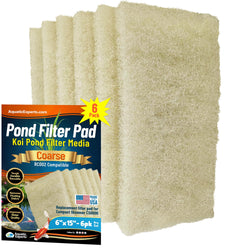 Aquatic Experts Beige COARSE Pond Filter Pad - 1.25 inch Thick - Compatible with Savio Compact Skimmerfilter Media - Made in USA (6" x 15" - 6 Pack)