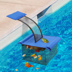 2 IN 1 Pool Leaf Catcher with Animal Saving Escape Ramp, Floating Leaf Net Skimmer Cleaner for Pool Surface Cleaning, Pool Critter Escape Ramp Accessories Above Ground Pool Leaf Skimmer(Classic Style)