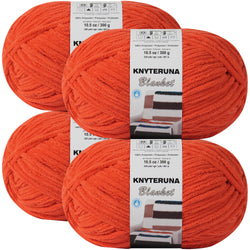 Knyteruna #6 Super Bulky Blanket Yarn for Crocheting - 4 Skeins(Each 10.5oz/300g, 220yds/201m), Chunky Chenille Thick Plush Big Soft Yarn for Crocheting Knitting Blankets, Solar Orange