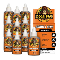 Gorilla Original Gorilla Glue, Brown, Waterproof Polyurethane Glue, 2 Ounce (Pack of 10) - Expands Into Materials, All Purpose