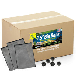 Aquatic Experts Bio Balls Filter Media Bulk, 1.5 Inch Large Bio Balls for Pond & Aquarium Filters, Pond Filter Media for Outdoor Ponds, (900 Count with 3 Mesh Bags, 1.5 Inch)