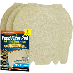 Aquatic Experts Beige COARSE Pond Filter Pad - 1.25 inch Thick - Compatible with Savio Livingponds RF001 Top Pad - Made in USA (19" x 19" - 3 Pack)